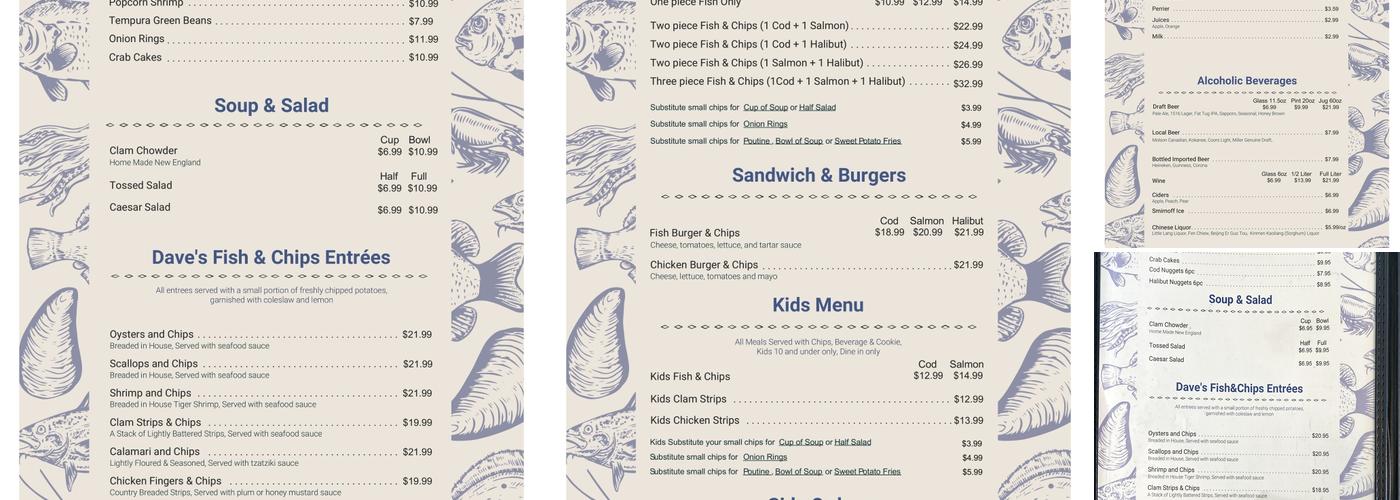 Dave's Fish & Chips Menu