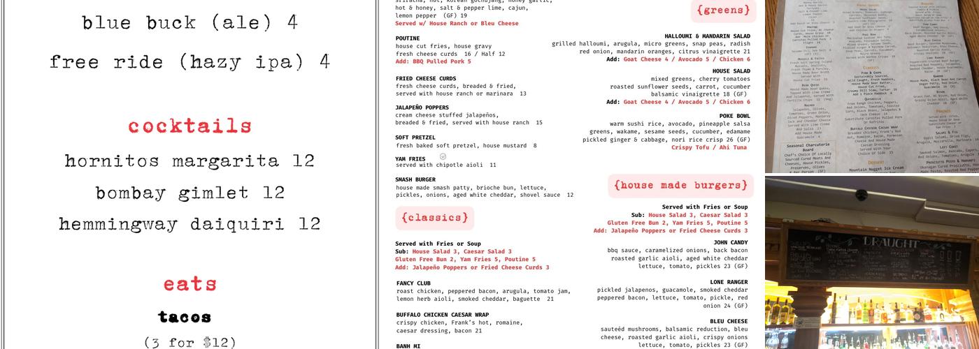 The Flying Steamshovel Inn & Gastropub Menu