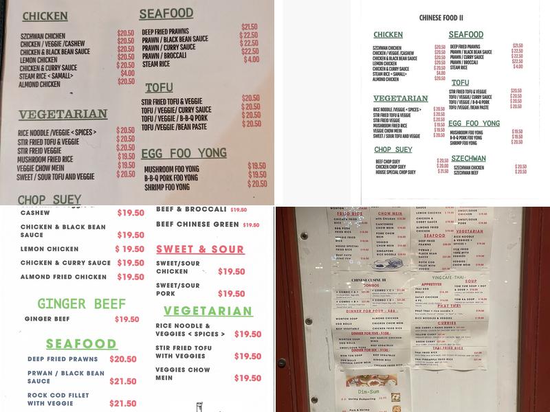 Ying Cafe Menu