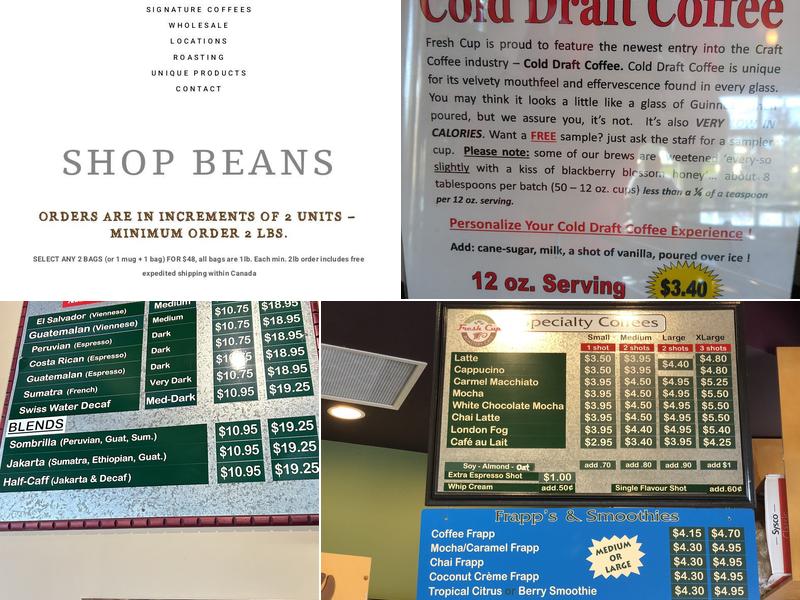 FRESH CUP ROASTERY CAFE Menu