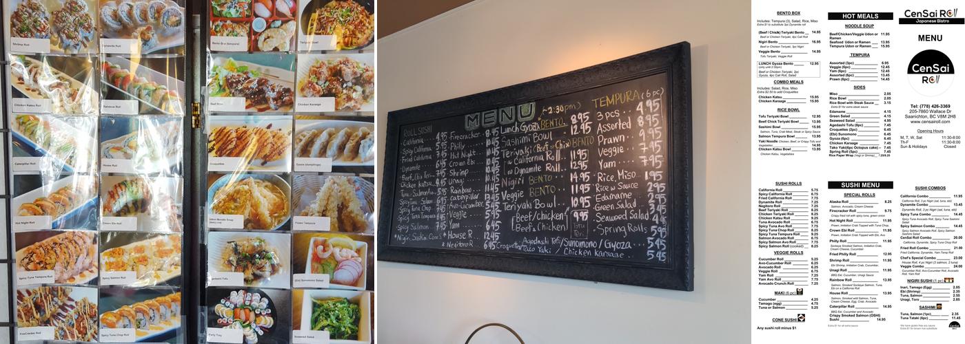 CenSai Roll Menu