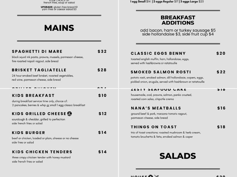 Noir Kitchen + Bar Menu