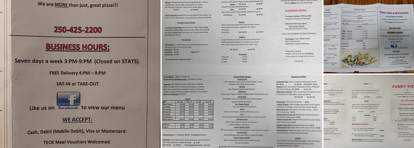 Funky Pizza Menu