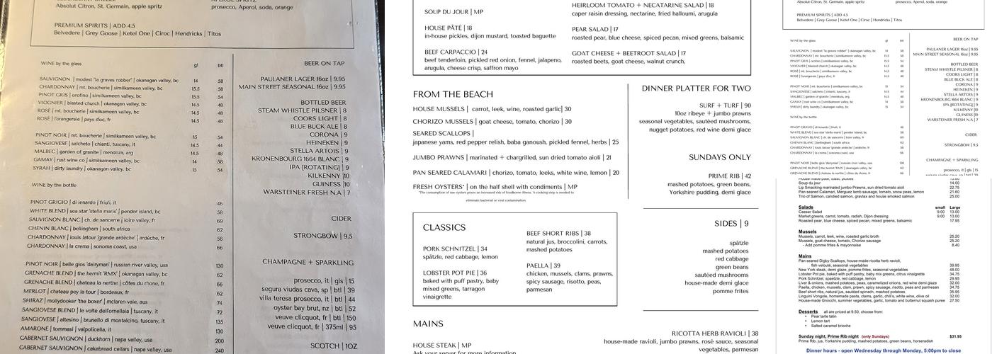 Seahorse Grill Menu