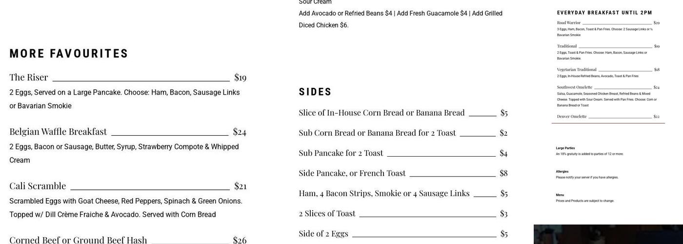The Roadhouse Grille Menu