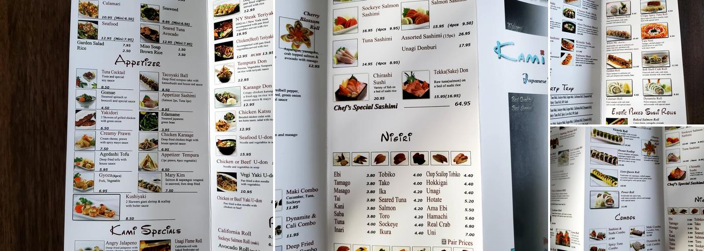 Kami Sushi Menu