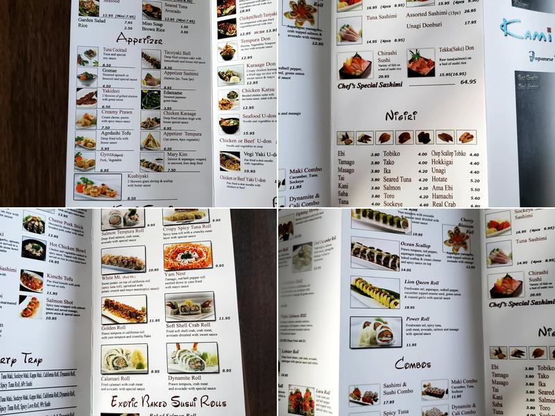 Kami Sushi Menu
