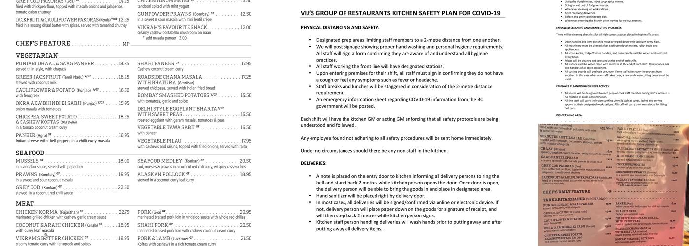My Shanti by Vikram Vij Menu