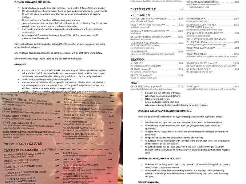 My Shanti by Vikram Vij Menu