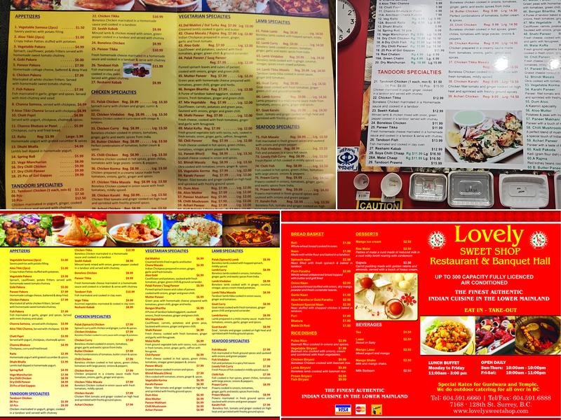 Lovely Sweet Shop & Restaurant Menu