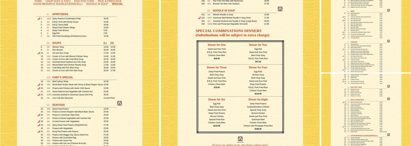 Jade Valley Chinese Restaurant Menu