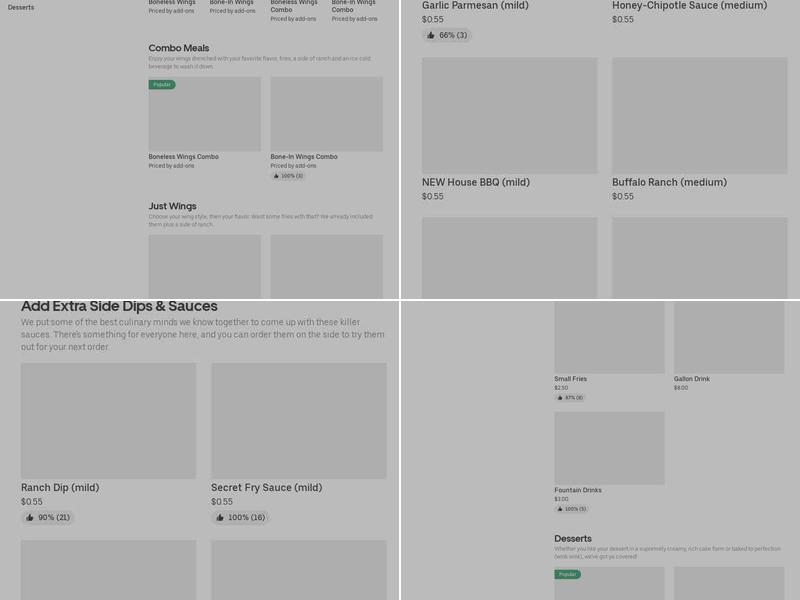 It's Just Wings Menu