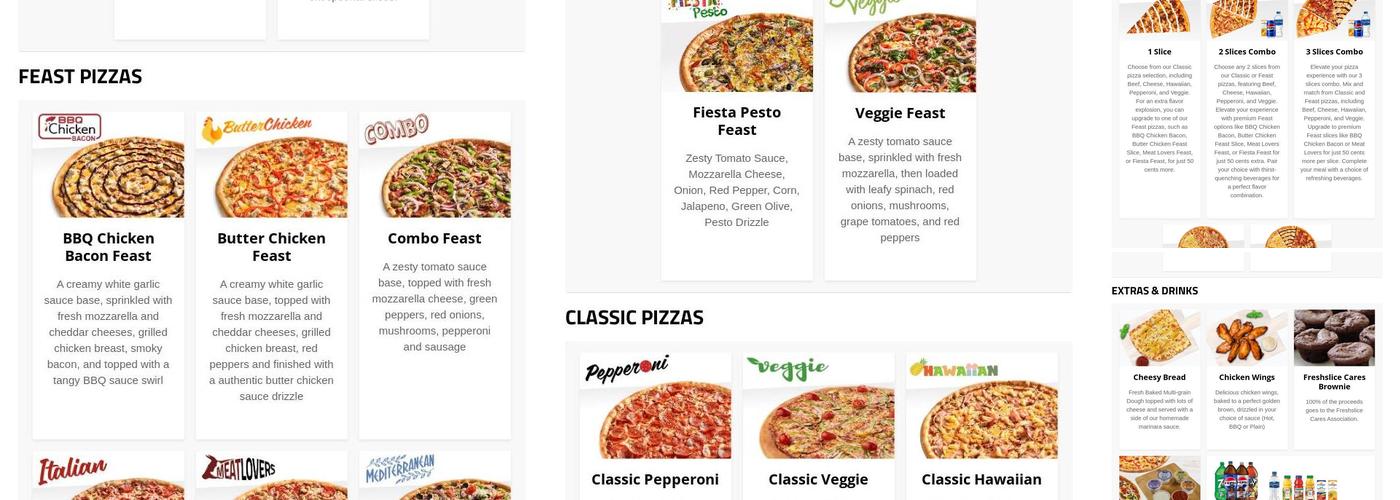 Freshslice Pizza Menu