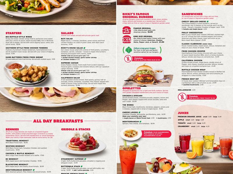 Ricky's All Day Grill - Evergreen Menu