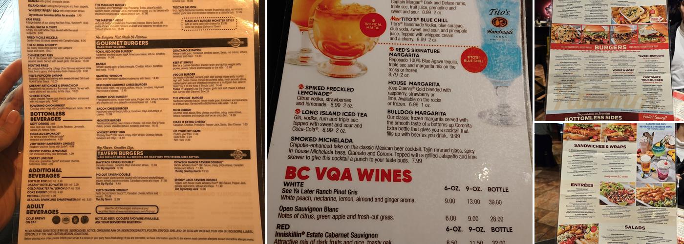 Red Robin Gourmet Burgers and Brews Menu