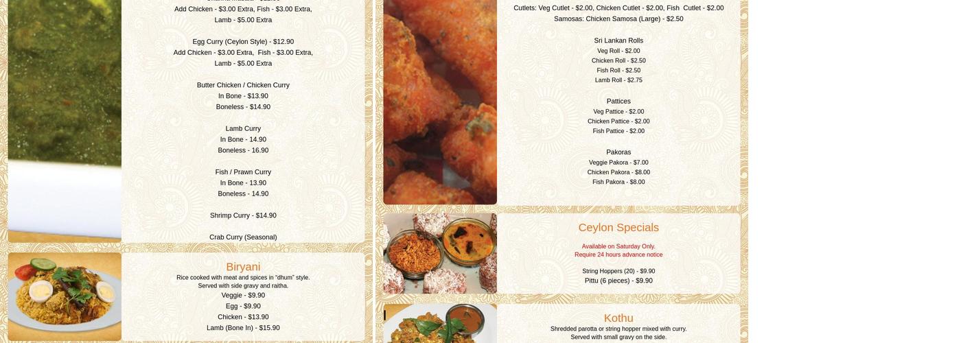 East West Fusion Kitchen Menu