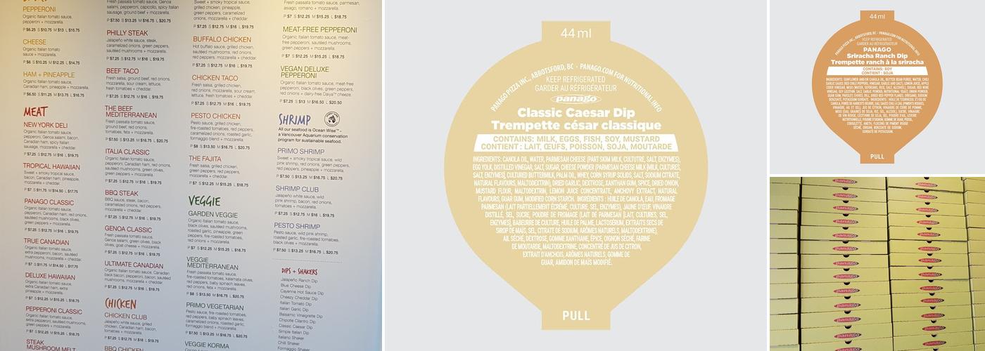 Panago Pizza Menu