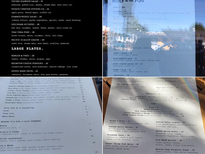 Wolf in the Fog Menu