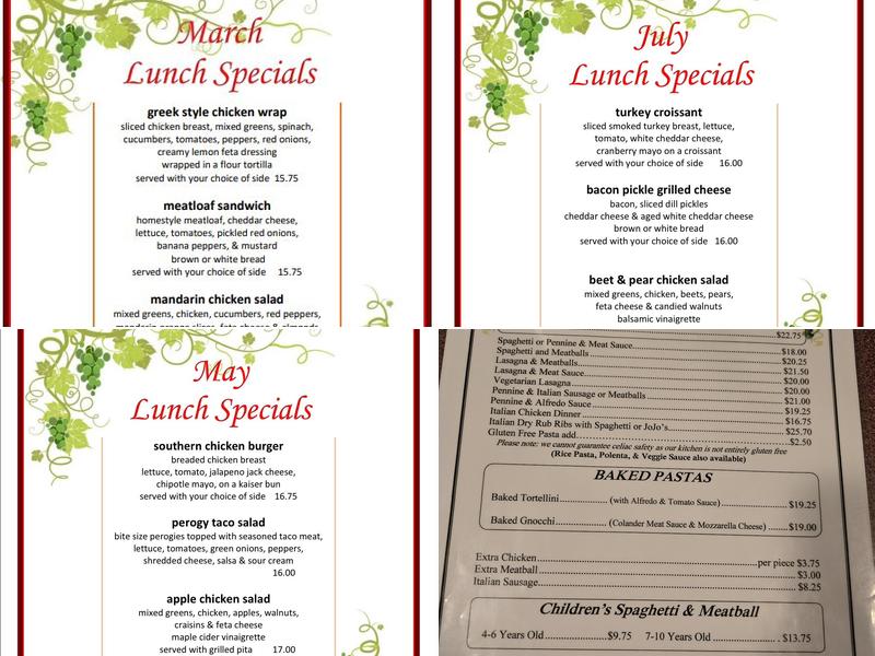 The Colander Restaurant Menu