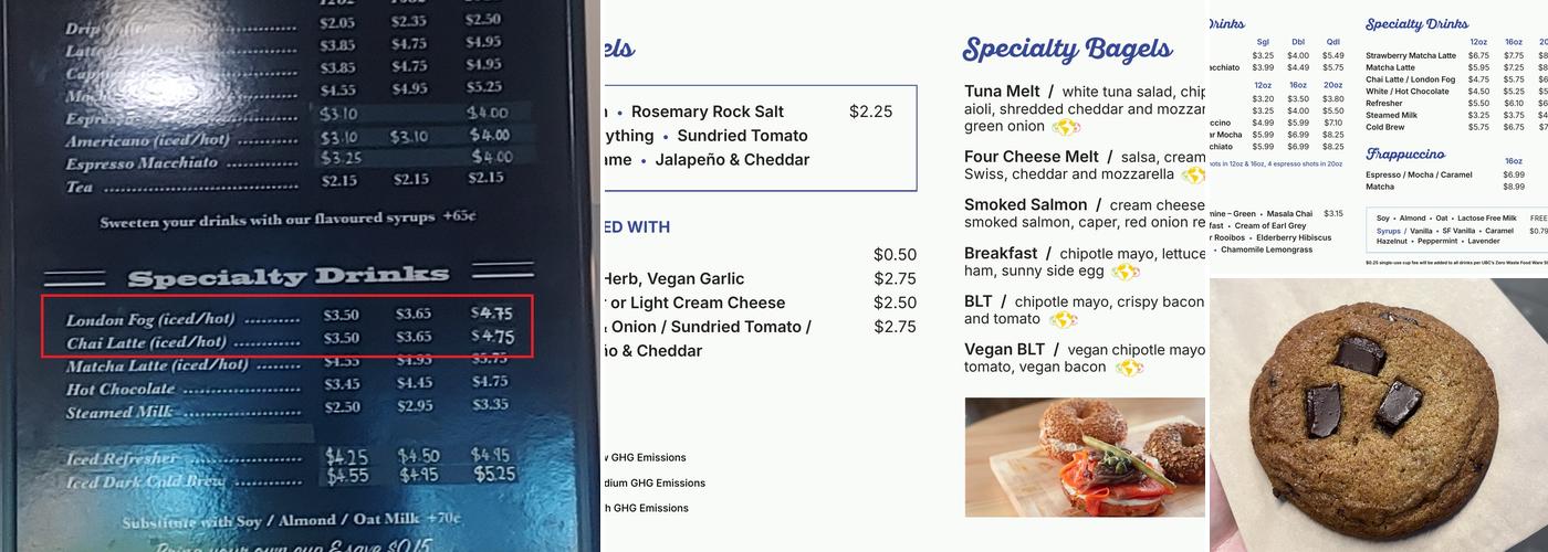 Blue Chip Cafe Menu