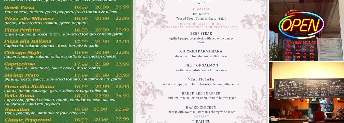 Bella Roma Pizzeria & Ristorante Menu