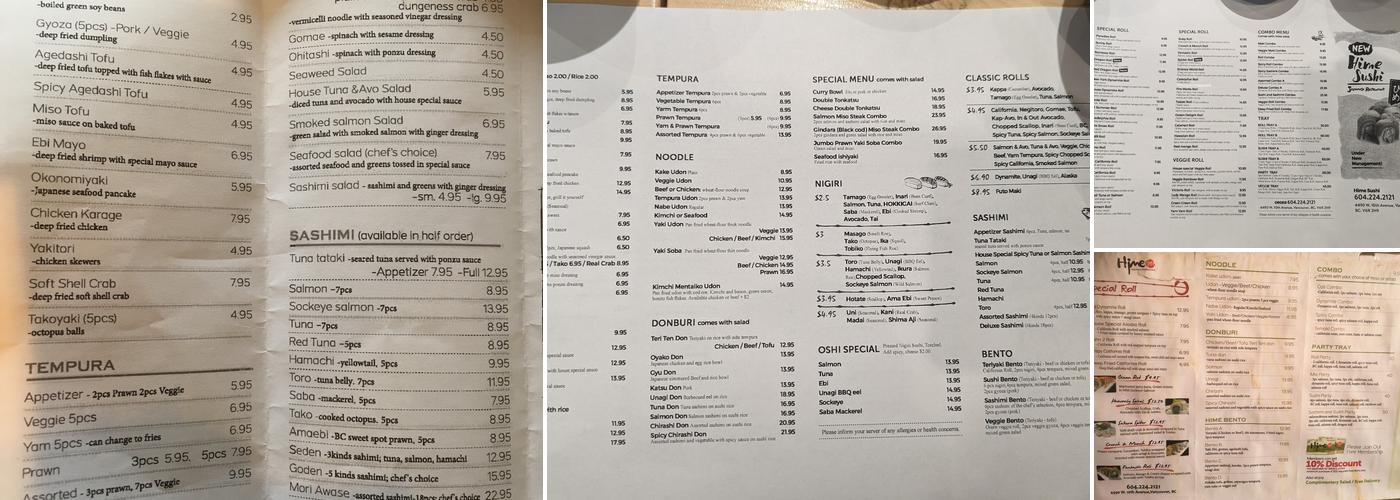 Hime Sushi Menu