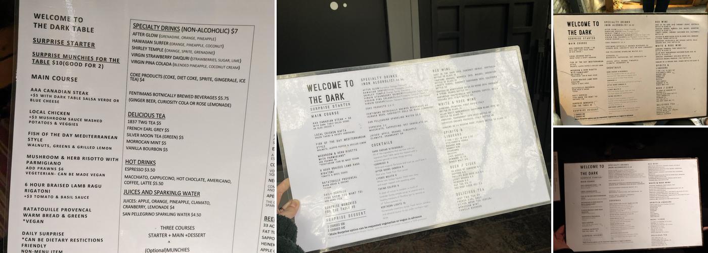 Dark Table Menu