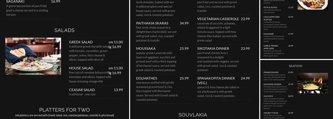 Maria's Taverna Menu