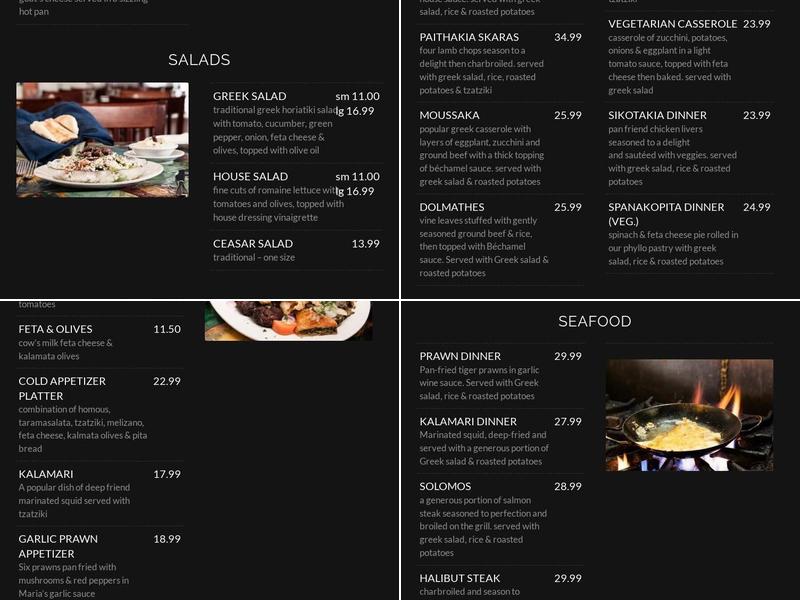 Maria's Taverna Menu