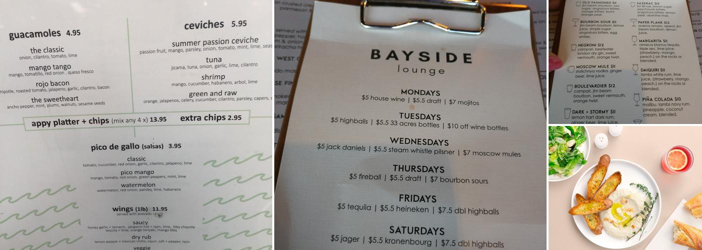 Bayside Lounge Menu