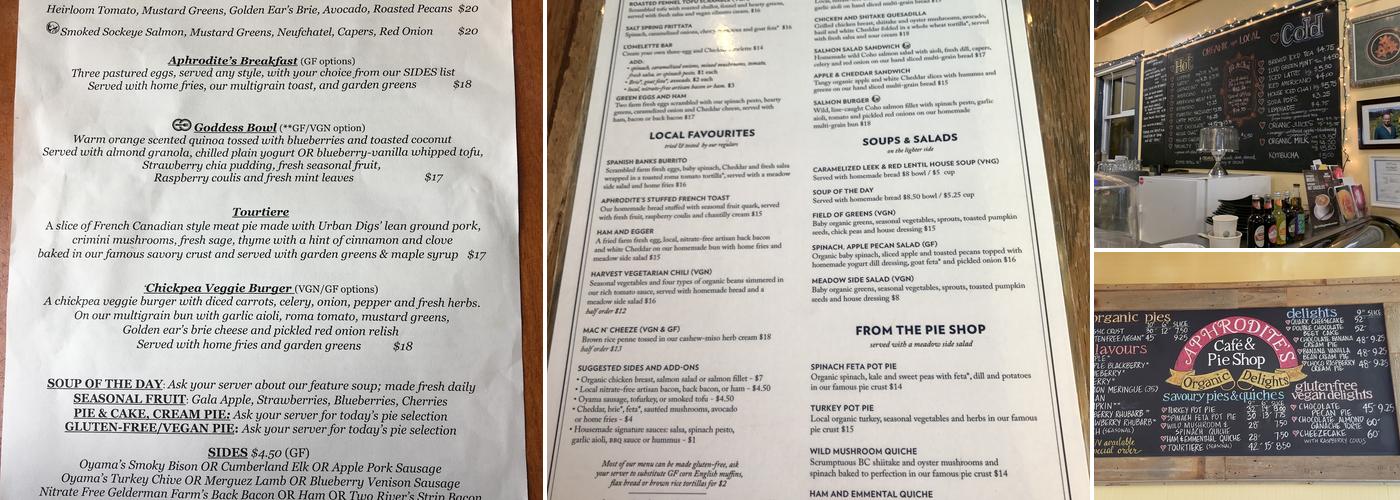 Aphrodite's Organic Cafe Menu