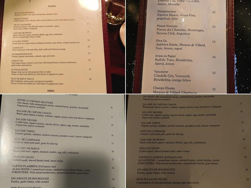 Les Faux Bourgeois Menu
