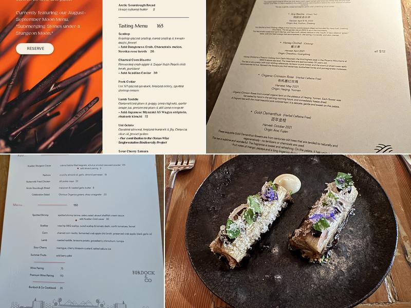 Burdock & Co Menu