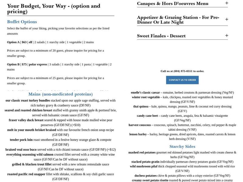 Emelle's Westside Kitchen Menu