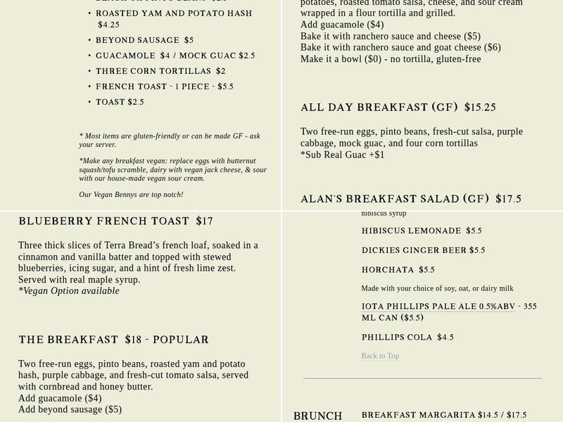 The Burrow - formerly Bandidas Taqueria Menu