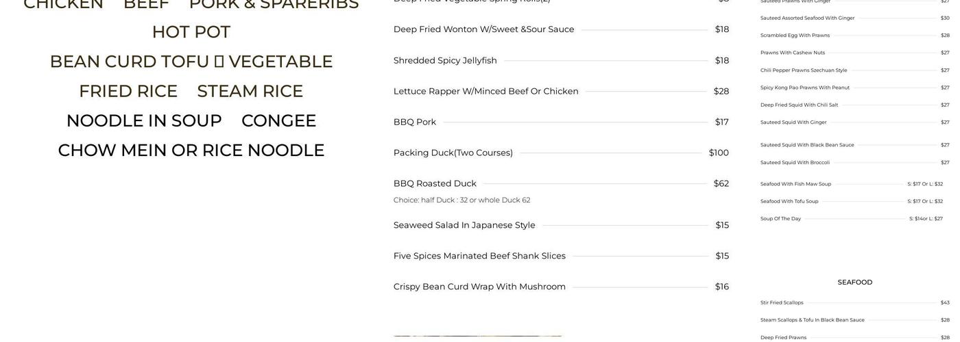 Shanghai Lu Restaurant Menu