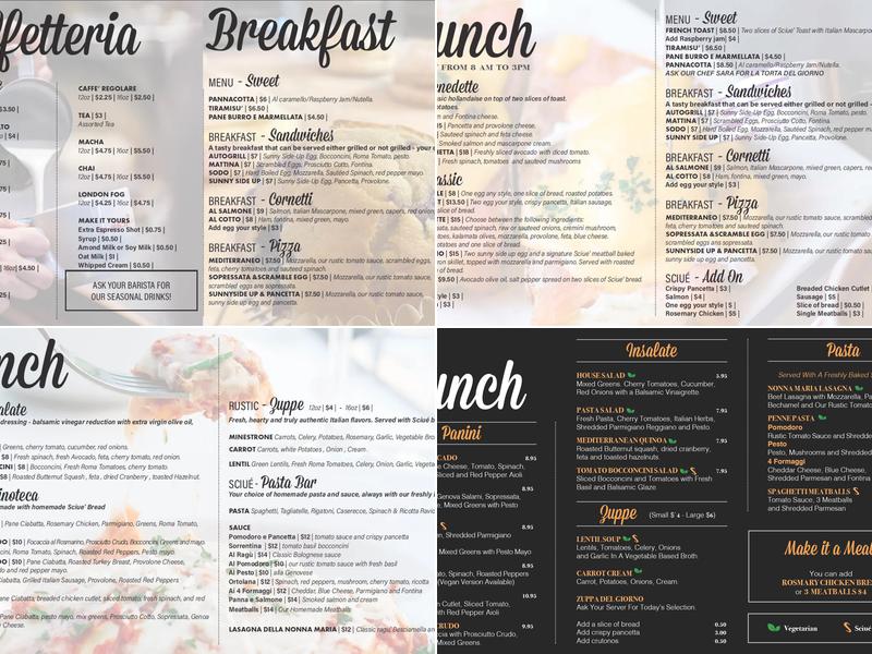 Sciué Italian Bakery Caffé - Yaletown Menu