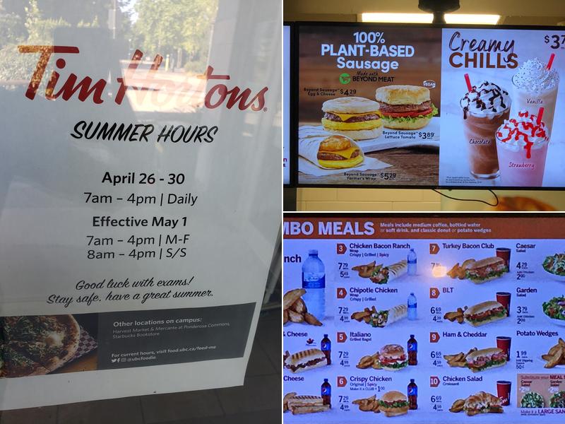 Tim Hortons Menu