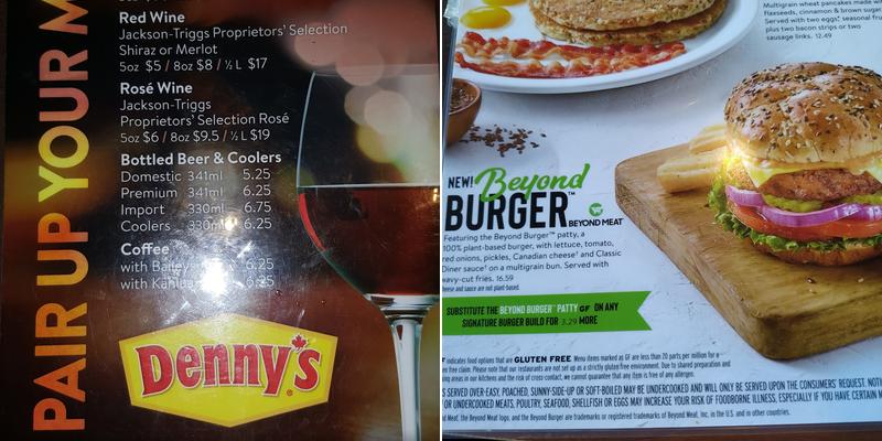 Denny's Restaurant Menu