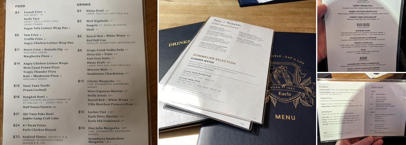 Earls Kitchen + Bar Menu
