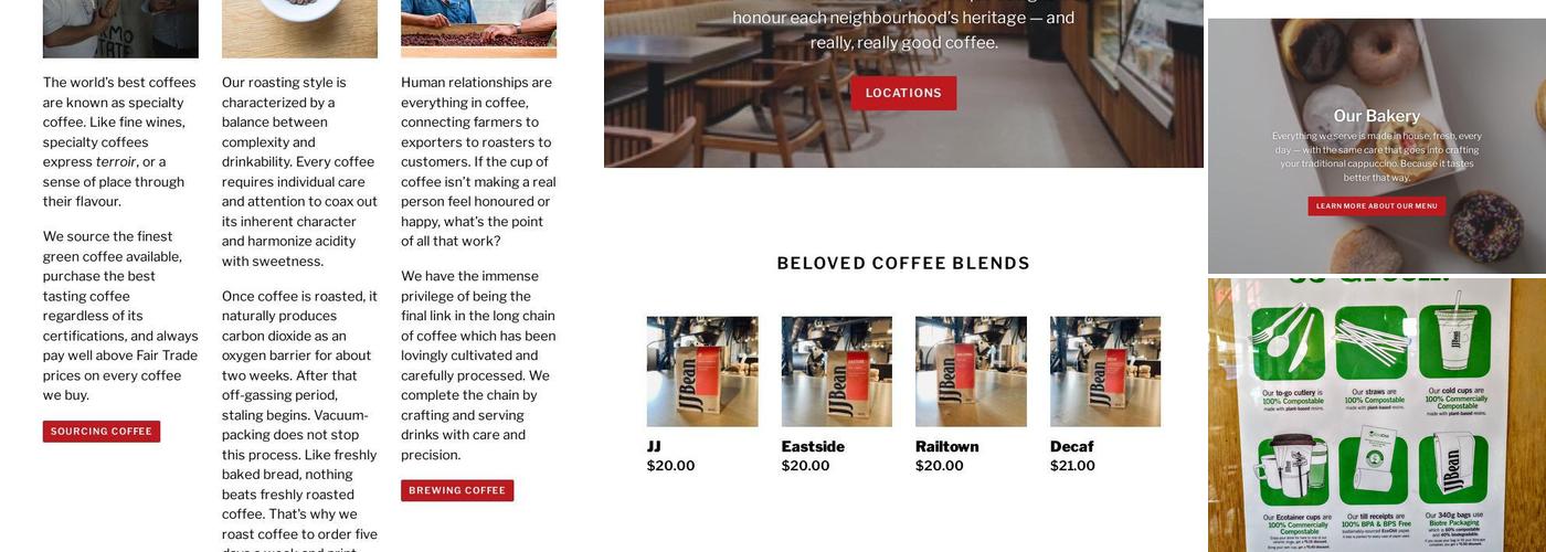 JJ Bean Coffee Roasters Menu