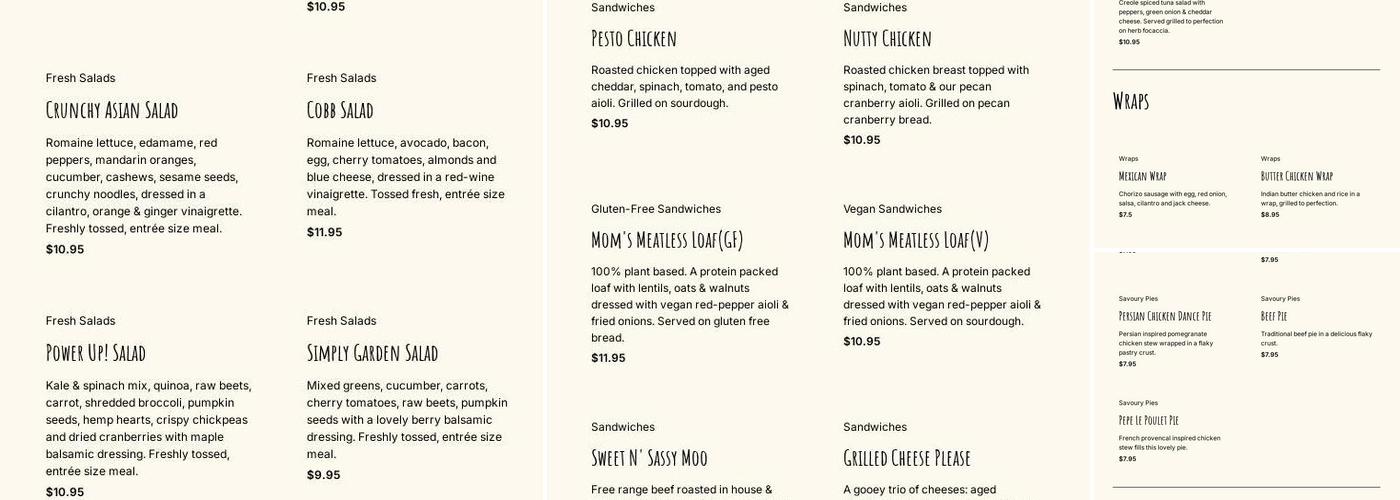 Liquids + Solids Menu