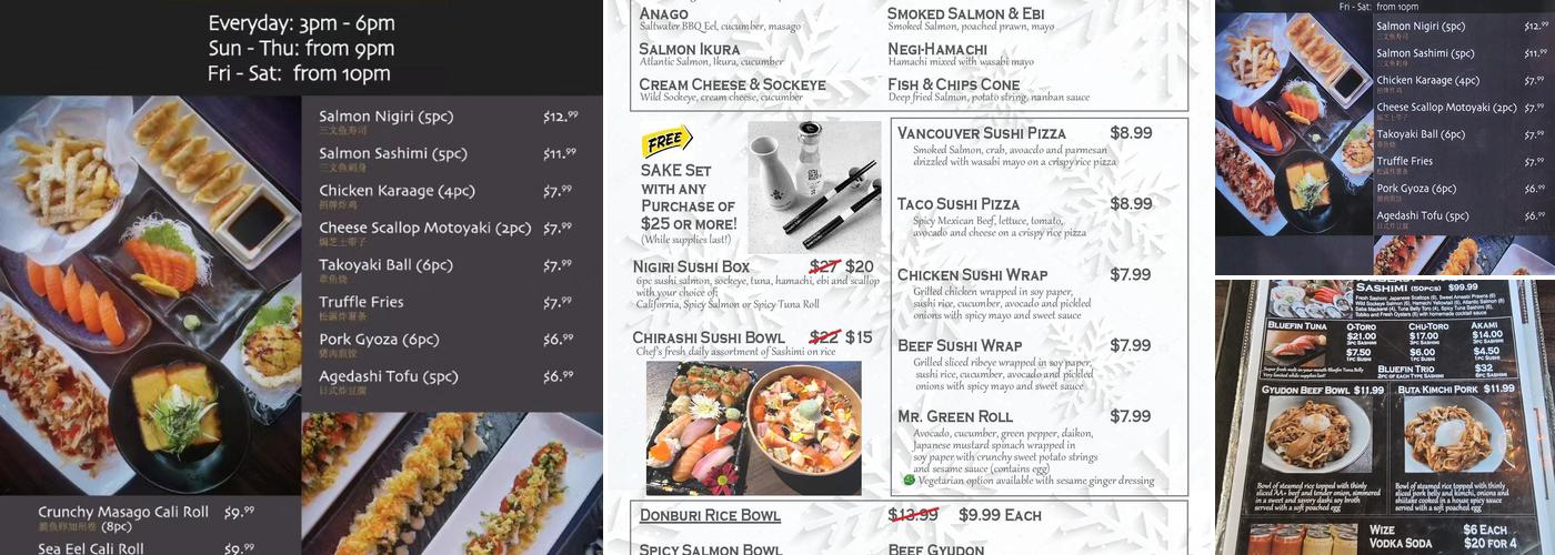 Ebisu On Robson Menu