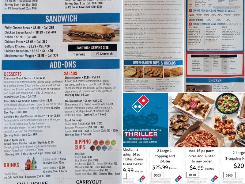 Domino's Pizza Menu