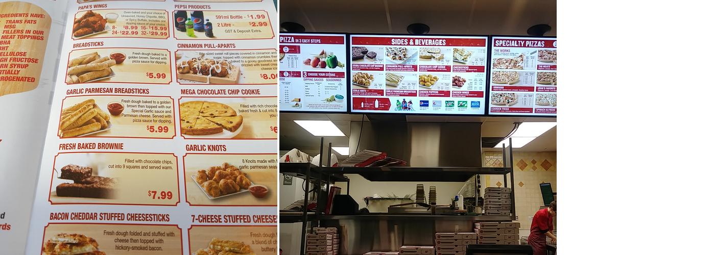 Papa John's Pizza Menu