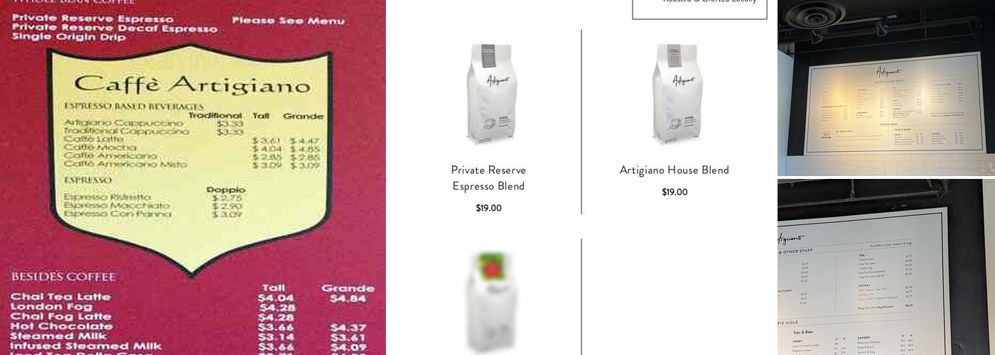 Artigiano Main St. Menu