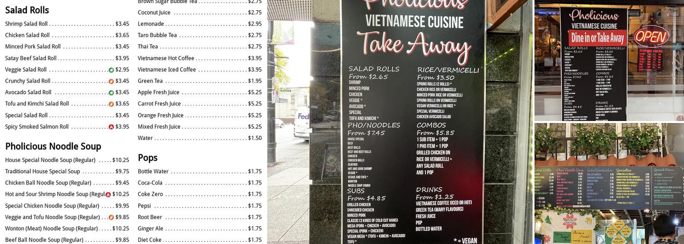Pholicious Menu