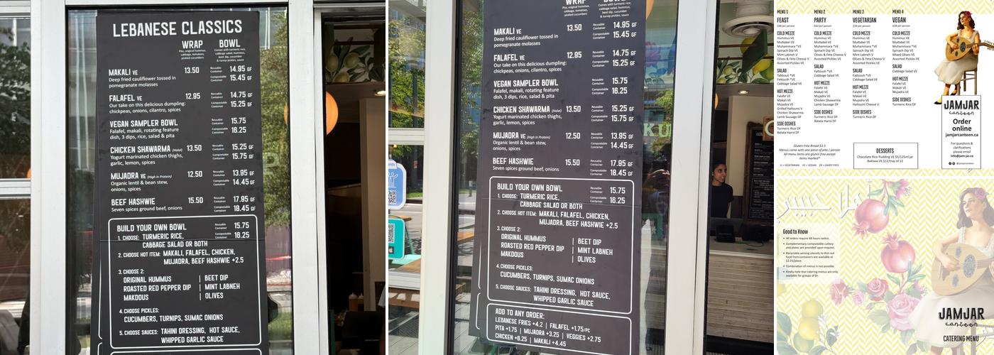 Jamjar Canteen Menu
