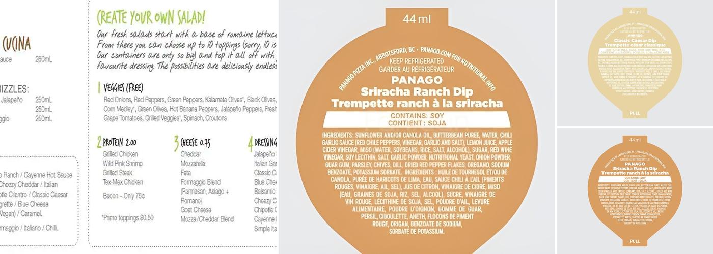 Panago Pizza Menu