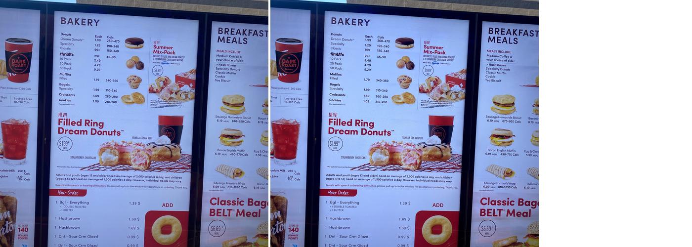 Tim Hortons Menu